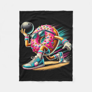 Doughnut Playing Bowling Doughnut Lover Bowling Pl Fleece Blanket