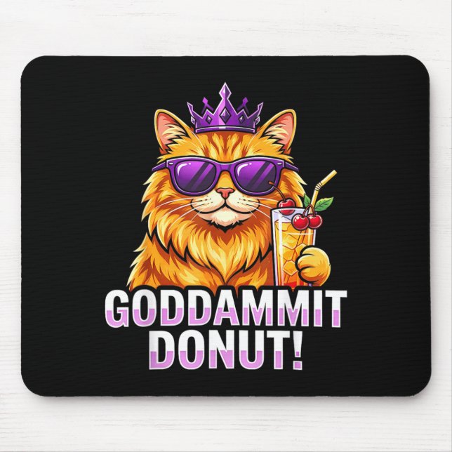 Doughnut Princess Cat Meme Kawaii Funny Cartoon St Mouse Pad (Front)