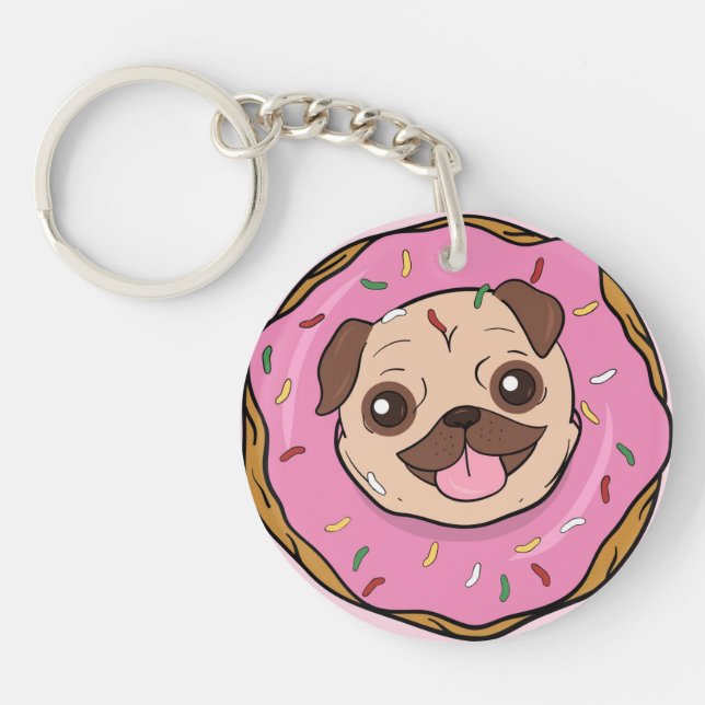 Doughnut Pug Keychain (Front)