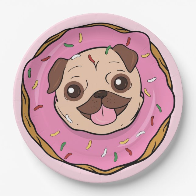 Doughnut Pug Paper Plate (Front)