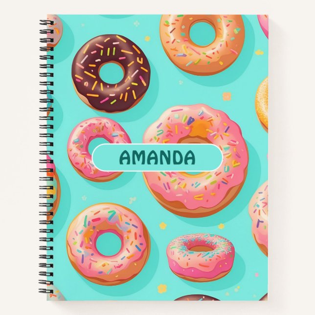 Doughnut Rainbow Colourful Personalized Pattern Notebook (Front)