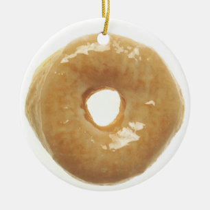 Doughnut Raised Glazed Ceramic Ornament