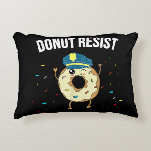 Doughnut Resist Meme Funny Police Officer Support  Accent Pillow