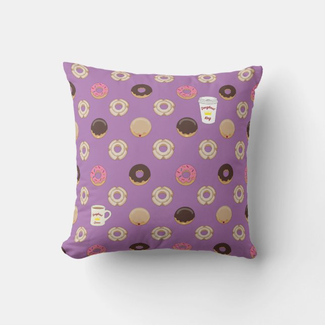 Doughnut Royalty Throw Pillow (Front)