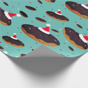 Doughnut Santa Hats Pattern Christmas Wrapping Paper
