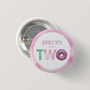 Doughnut Second Birthday 1 Inch Round Button