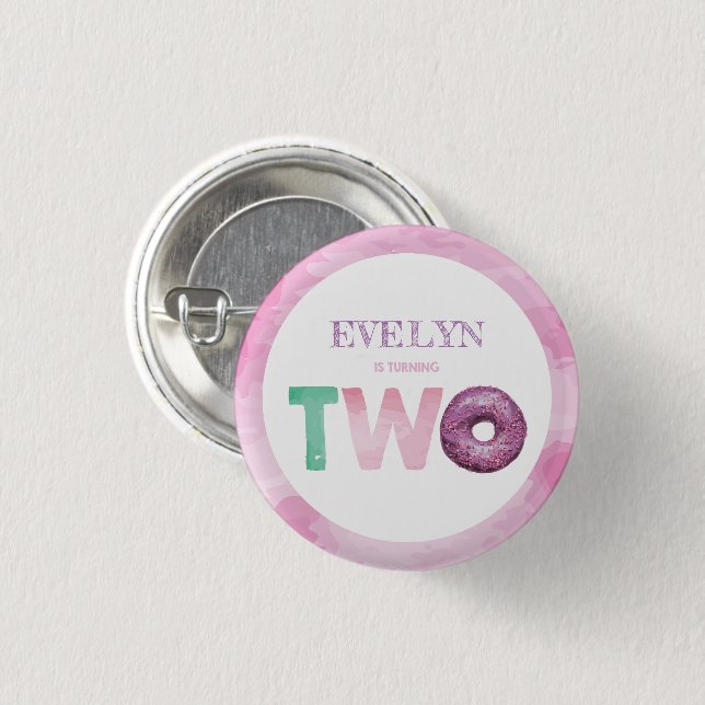 Doughnut Second Birthday 1 Inch Round Button (Front & Back)