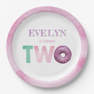 Doughnut Second Birthday Personalized Paper Plate