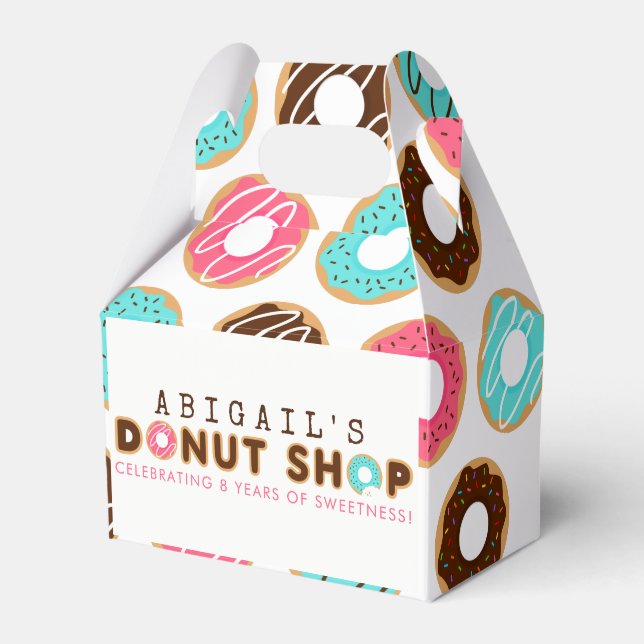 Doughnut Shop Birthday Party Favor Box (Front Side)