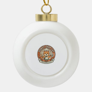 Doughnut Shop Cat Doughnut Shop Cat Vintage Vector Ceramic Ball Christmas Ornament