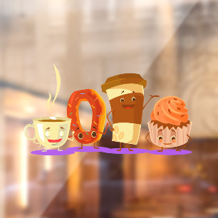 Doughnut Shop Coffee Doughnut or Cupcake Advertise Window Cling