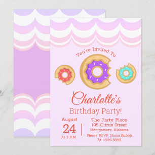 Doughnut Shop Frosted Doughnuts Birthday Invitation