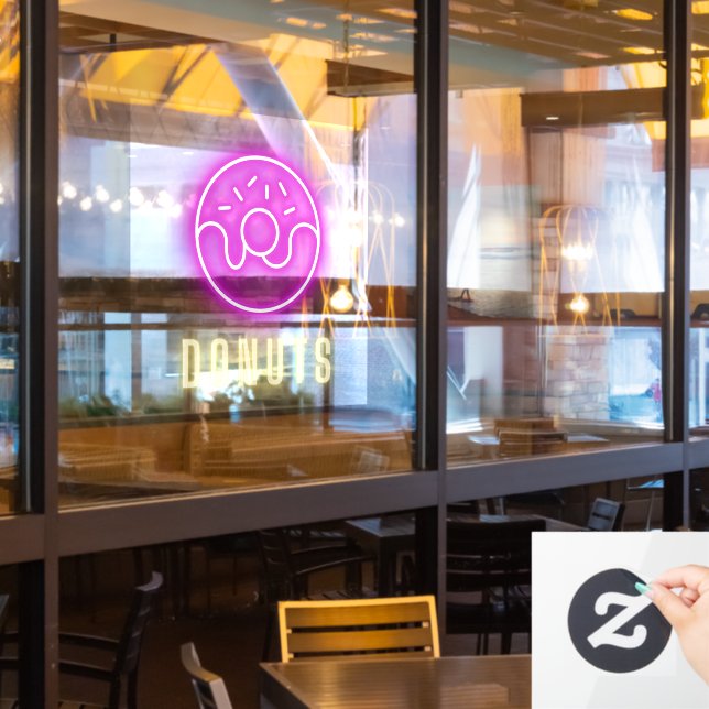 Doughnut Shop Neon Window Cling (Restaurant Window)