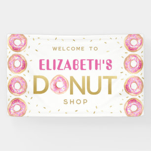 Doughnut Shop Pink Gold Birthday Party Sign