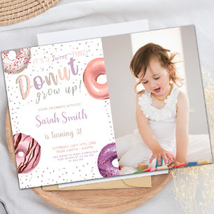 Doughnut Silver Doughnut Birthday Invitations with