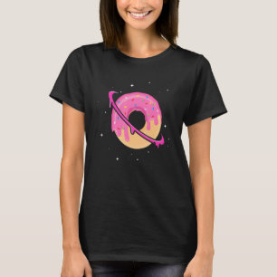 Doughnut Space Saturn Planet Dessert Humour Food T-Shirt