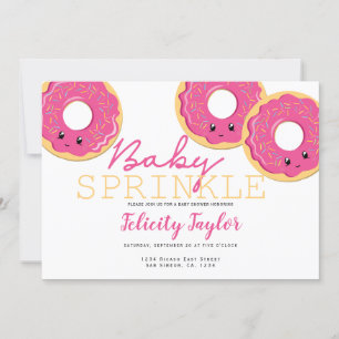 Doughnut Sprinkle Baby Shower Pink Announcement