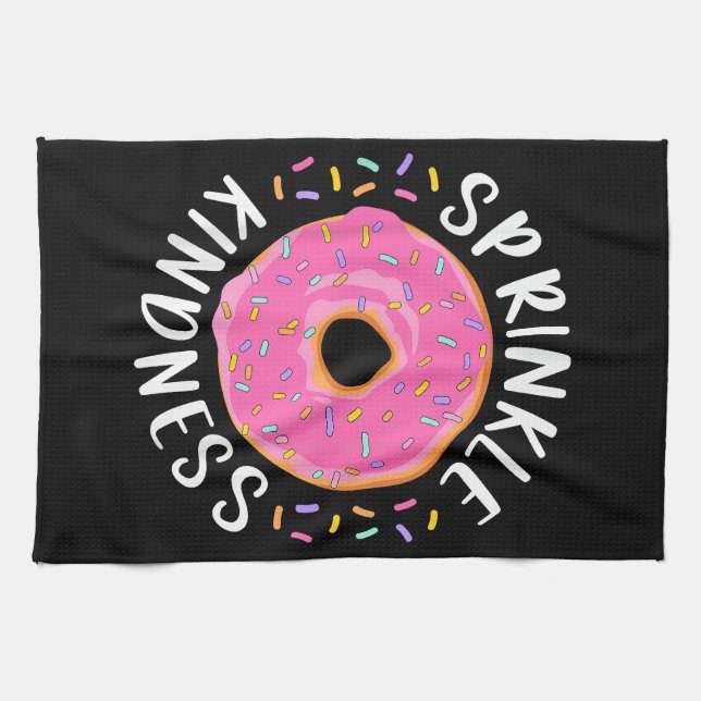Doughnut Sprinkle Kindness Funny Girls Women Dough Kitchen Towel (Horizontal)