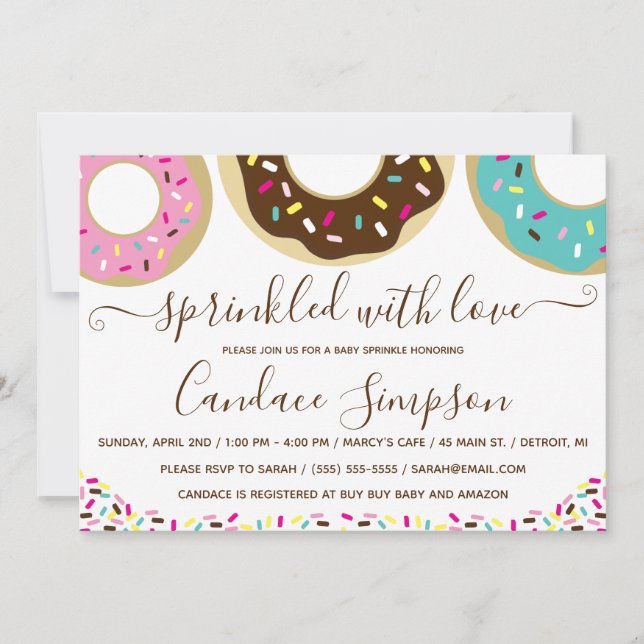 Doughnut Sprinkled With Love Baby Sprinkle Invitation (Front)