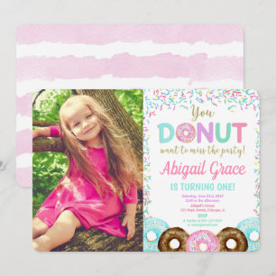 Doughnut sprinkles birthday party photo invitation