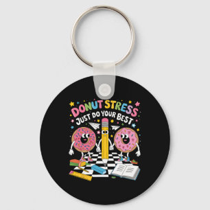 Doughnut Stress Just Do Your Best Groovy Test Day Keychain