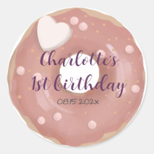 Doughnut Sweet Birthday  Classic Round Sticker