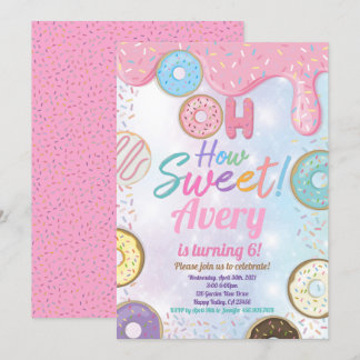 Doughnut Sweet Birthday Party Pink Pastel Girl Invitation