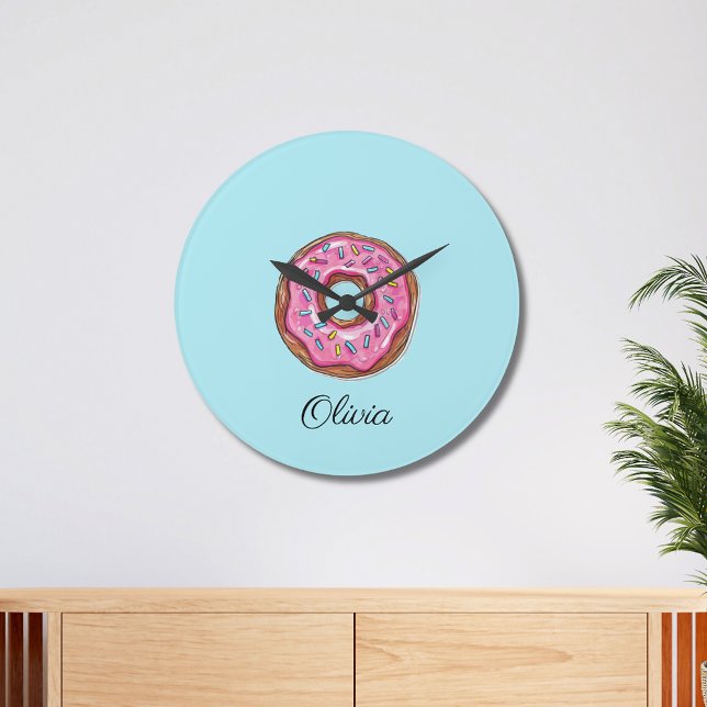 Doughnut Sweet Girl Sprinkles Large Clock (Creator Uploaded)