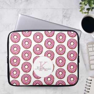 Doughnut Sweet Girl Sprinkles Pattern Custom Name Laptop Sleeve