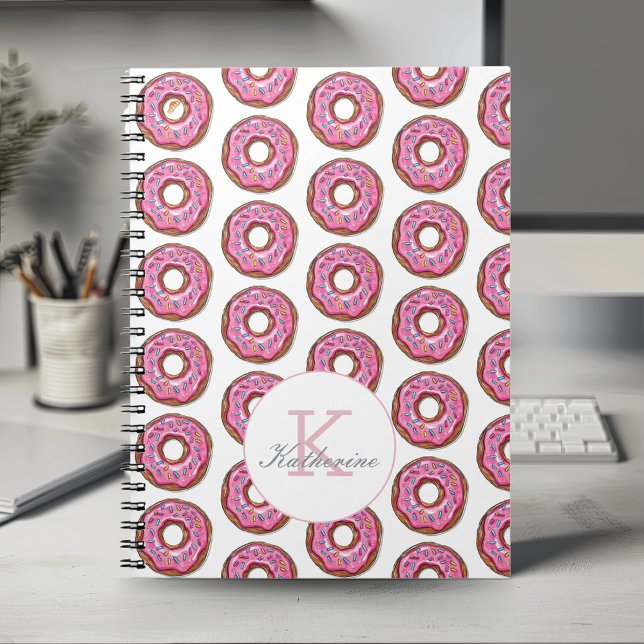 Doughnut Sweet Girl Sprinkles Pattern Custom Name Notebook (Creator Uploaded)