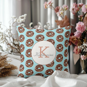 Doughnut Sweet Girl Sprinkles Pattern Custom Name Throw Pillow