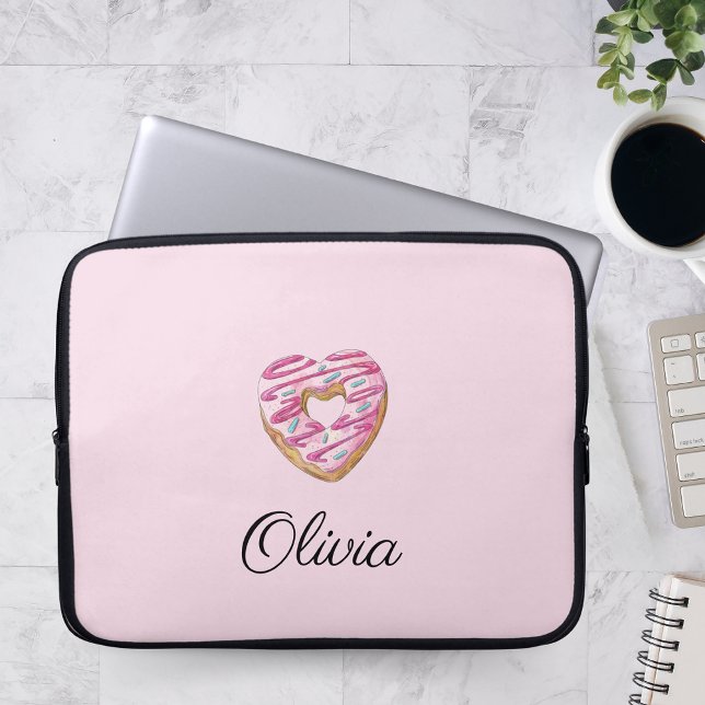 Doughnut Sweet Girl Sprinkles Personalized Name Laptop Sleeve (Creator Uploaded)