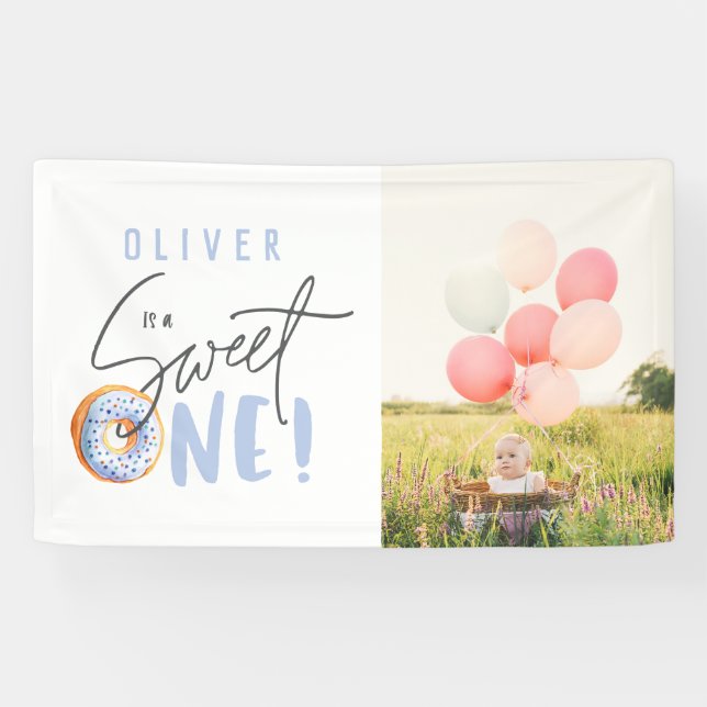 Doughnut sweet one 1st birthday party  banner (Horizontal)