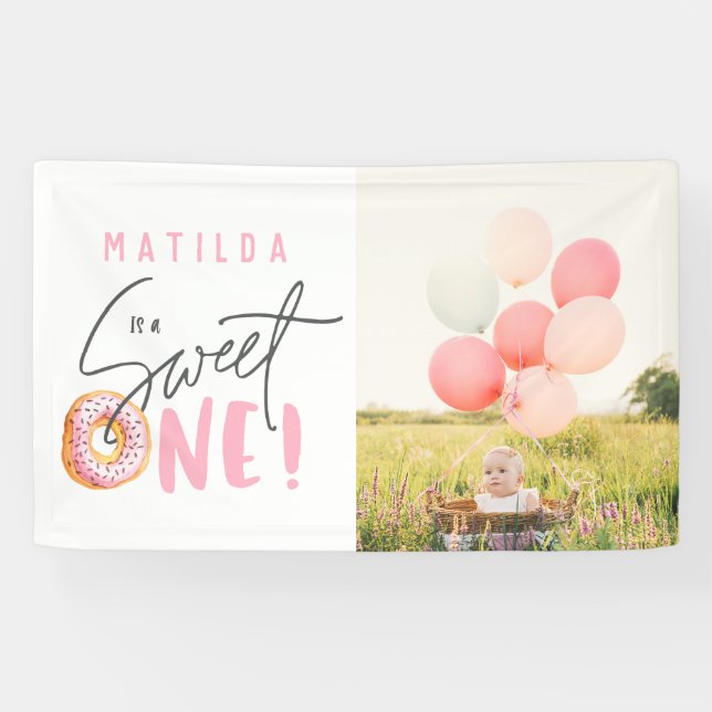 Doughnut sweet one 1st birthday party banner (Horizontal)