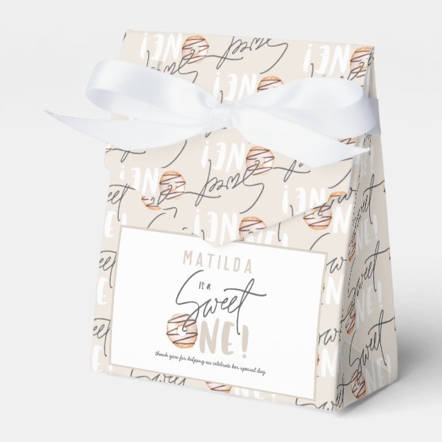 Doughnut sweet one 1st birthday party favor box (Front Side)