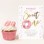 Doughnut Sweet One 1st Birthday Party Invitation<br><div class="desc">Cute and colourful girl's first birthday party invitation featuring watercolor illustration of a pink doughnut with colourful sprinkles. The faux gold text says "sweet one."</div>