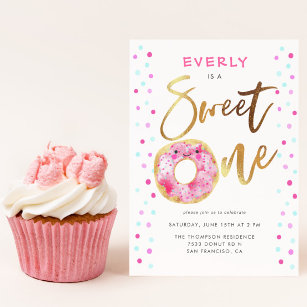 Doughnut Sweet One 1st Birthday Party Invitation