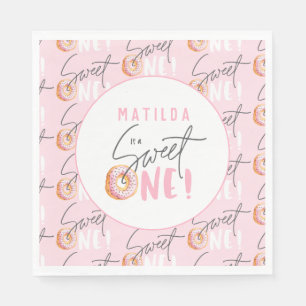 Doughnut sweet one 1st birthday party invitation napkin