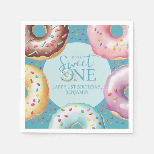 Doughnut Sweet One 1st Birthday Party  Napkin (Front)