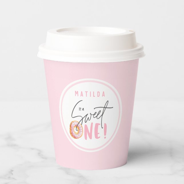 Doughnut sweet one 1st birthday party  paper cups (Front)