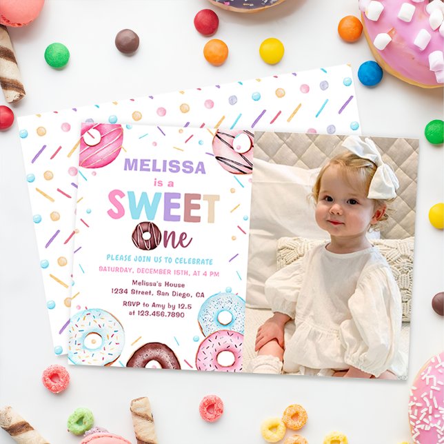 Doughnut Sweet One Doughnut 1st Birthday Party Pho Invitation (Creator Uploaded)