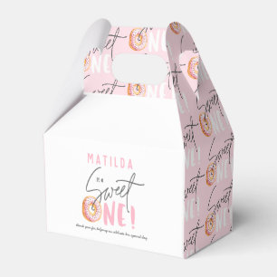 Doughnut sweet one pink 1st birthday party favor box
