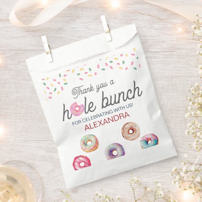 Doughnut sweet one pink 1st birthday party favour bag (Clipped)