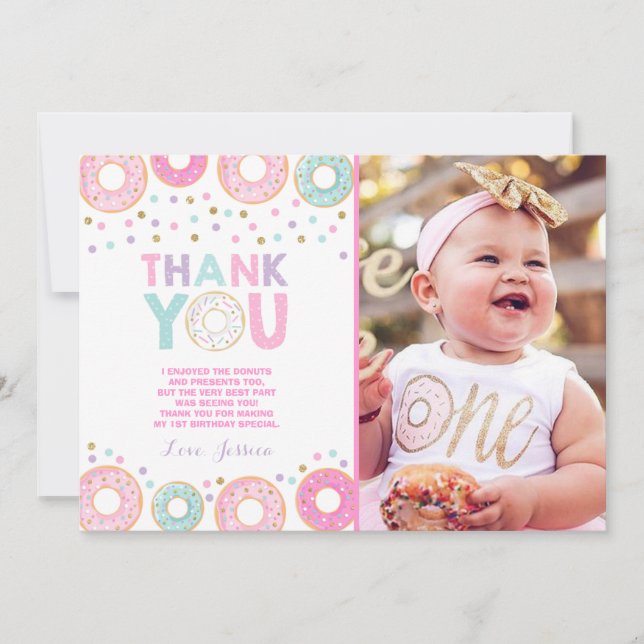 Doughnut Thank You Card Doughnut Grow Up Party Pin (Front)