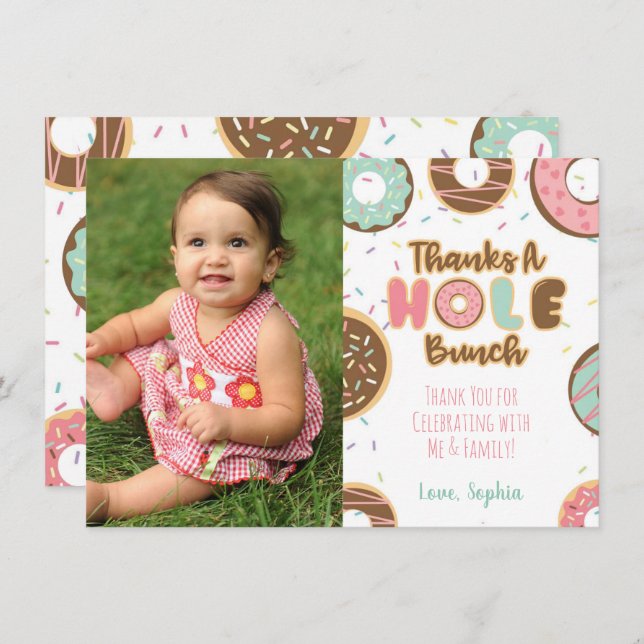 Doughnut Thanks a Hole Bunch Thank You Card (Front/Back)