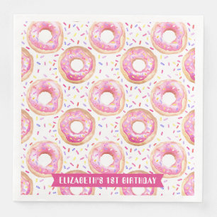 Doughnut Theme Sweet One Pink Birthday Party Napki Napkin