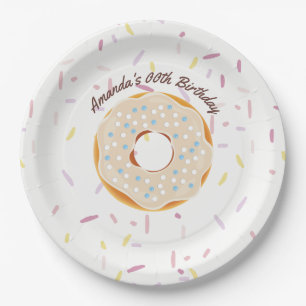 Doughnut themed Birthday Party personalized Paper Plate