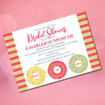 Doughnut themed bridal shower Invitation<br><div class="desc">Fun, elegant but cute, striped doughnut themed bridal shower invitation. Pink is the dominating shade, but a brighter version bright colours used rather than pastel. Date and time is included in the doughnut holes for creativity. Please personalize text. Great asset to use to invite friends, brides maid, etc., for a...</div>