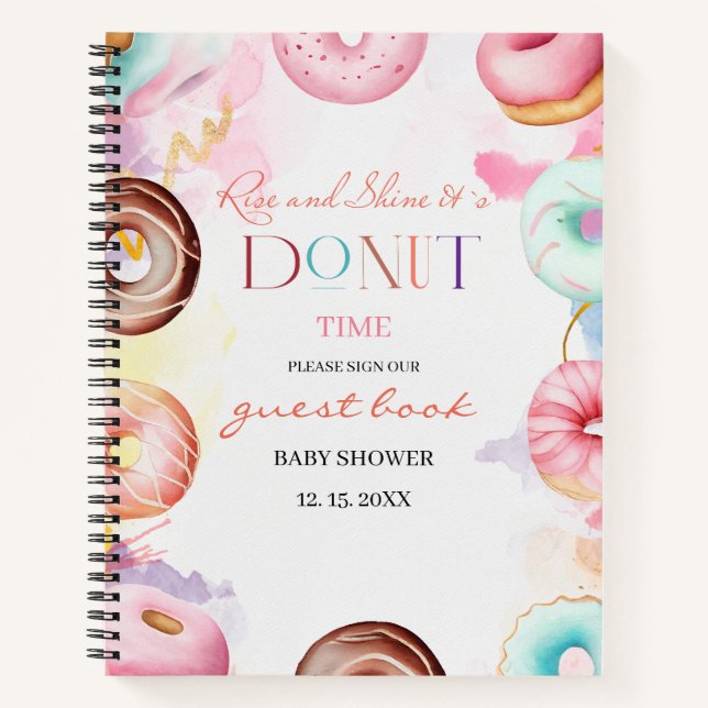 Doughnut Time Watercolor  guest book baby shower (Front)
