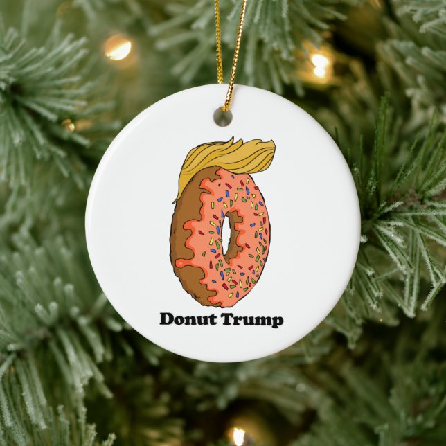 Doughnut Trump -- - Political - Ceramic Ornament (Tree)